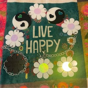 Marina Fini Yin Yang & Holographic Flower Belt + Holographic Flower Earrings